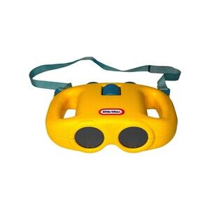 Vintage 1990s Little Tikes Binoculars Yellow With Strap Kids Pretend Made in USA